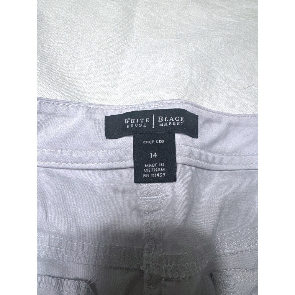 White House Black Market Grey Crop Cargo Pants Utility Pockets Size 14